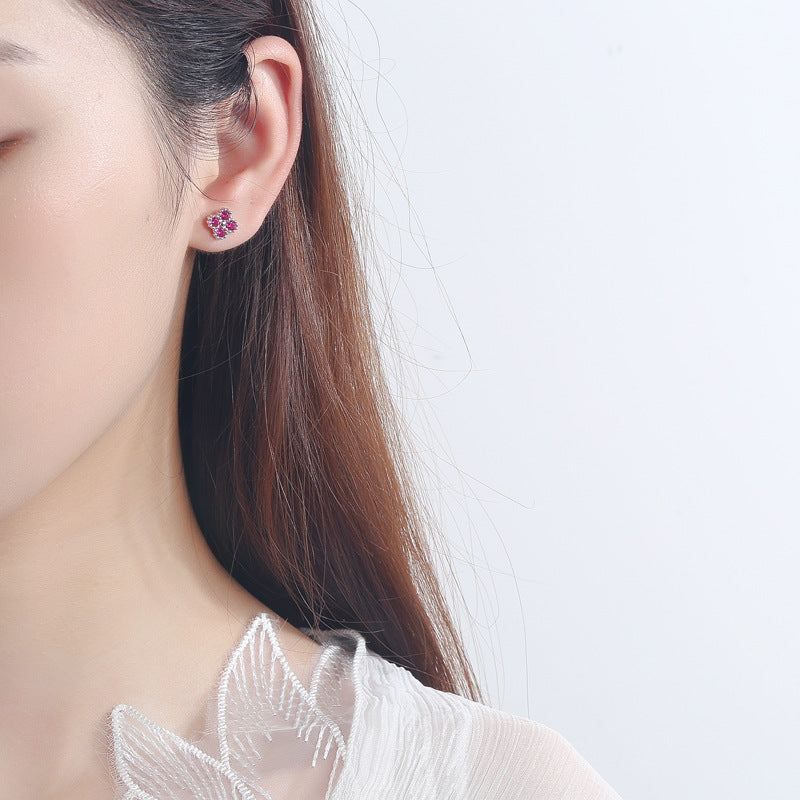 Women's earrings with multilayer floral design and sparkling zirconia Fashion Glam