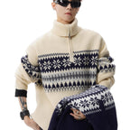 Unisex knitted sweater with stand-up collar and zipper