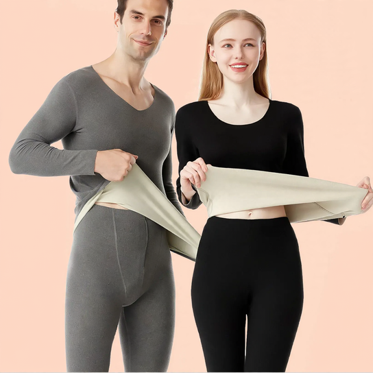 Pair Thermal Underwear Set, V-Neck, Lined
