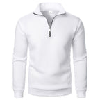 Padded stand collar sweatshirt with quarter zip