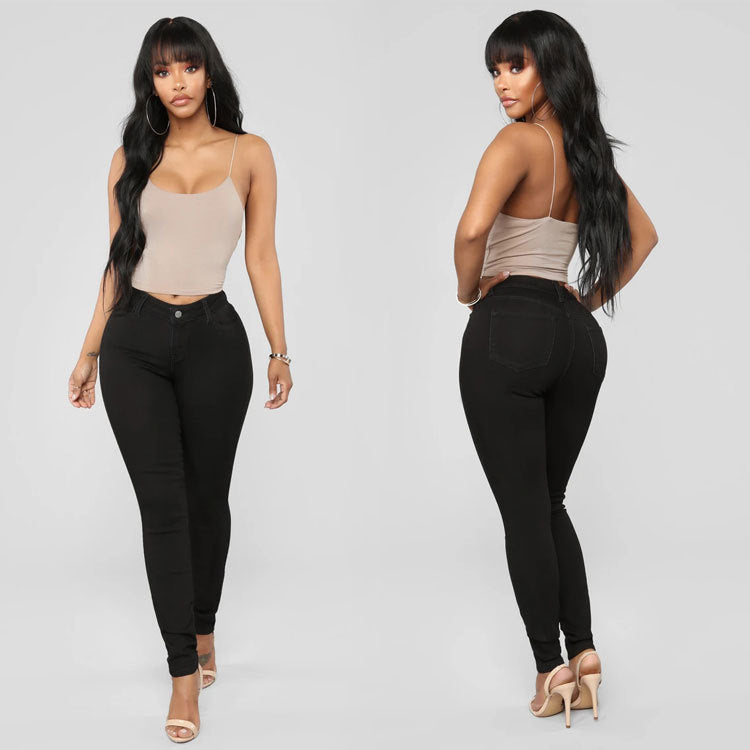 Ladies High-Rise Sculpting Skinny Jeans with Shaping Hip Lift Fashion Glam