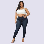 Women's High-Waist-Stretch-Skinny-Jeans for Curvy-Figures Fashion Glam