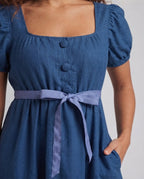 Women Elegant Maxi Dress with Puff Sleeves and Waistband Fashion Glam