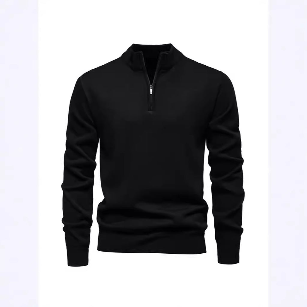 Slimmer knit sweater with stand-up collar and zipper