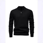 Slimmer knit sweater with stand-up collar and zipper