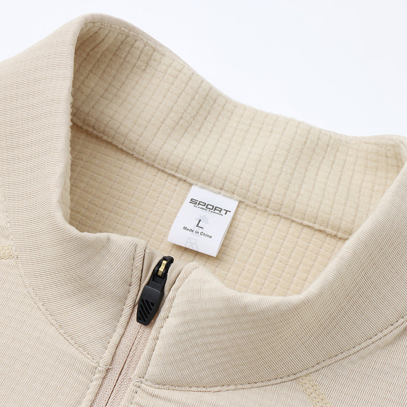 Sporty fleece sweatshirt with stand-up collar