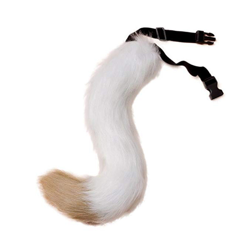 Women Removable Fluffy Faux-Fur Tail with Adjustable Attachment Belt Fashion Glam