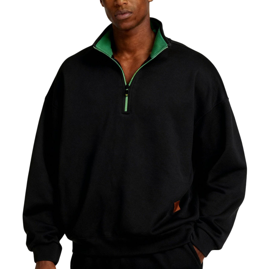 Men's knit sweater with stand-up collar and zipper