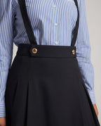 Women's High-Waisted A-Line Strap Skirt with Gold Button Details and Removable Straps Fashion Glam
