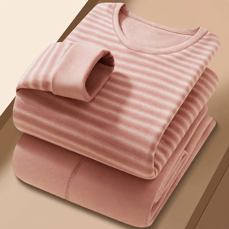 Thermal underwear set, double-sided padded, striped