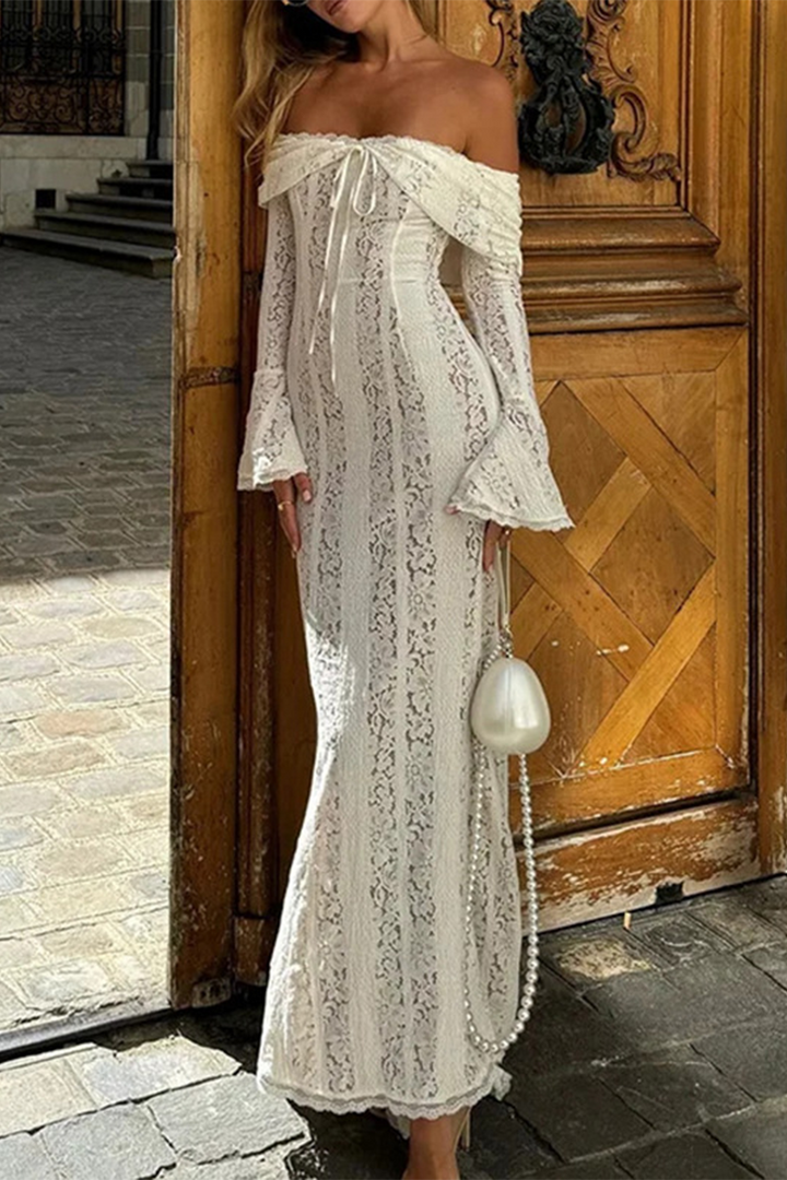 SAPHIRA – SEXY LACE HOLLOW OUT OFF-SHOULDER DRESS