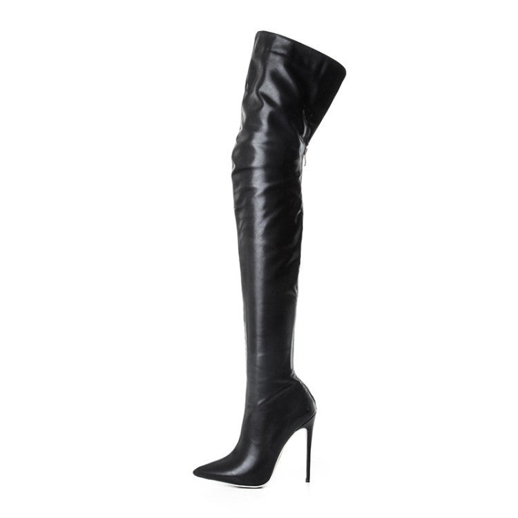 Fashion Glam | Overknee Boots with Golden Heel and Zipper Detail