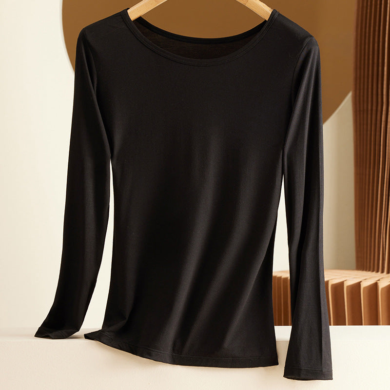 Women Modal-Long Sleeve Shirt, fitted, Round Neck