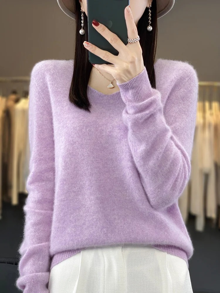 Fashion Glam | Cashmere Pullover Women Elegant V-neck, Soft & Comfortable