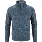 Men's knit sweater with stand-up collar and zipper