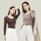 Ladies Thermal Underwear, seamless, solid color, round neck