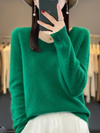 Fashion Glam | Cashmere Pullover Women Elegant V-neck, Soft & Comfortable