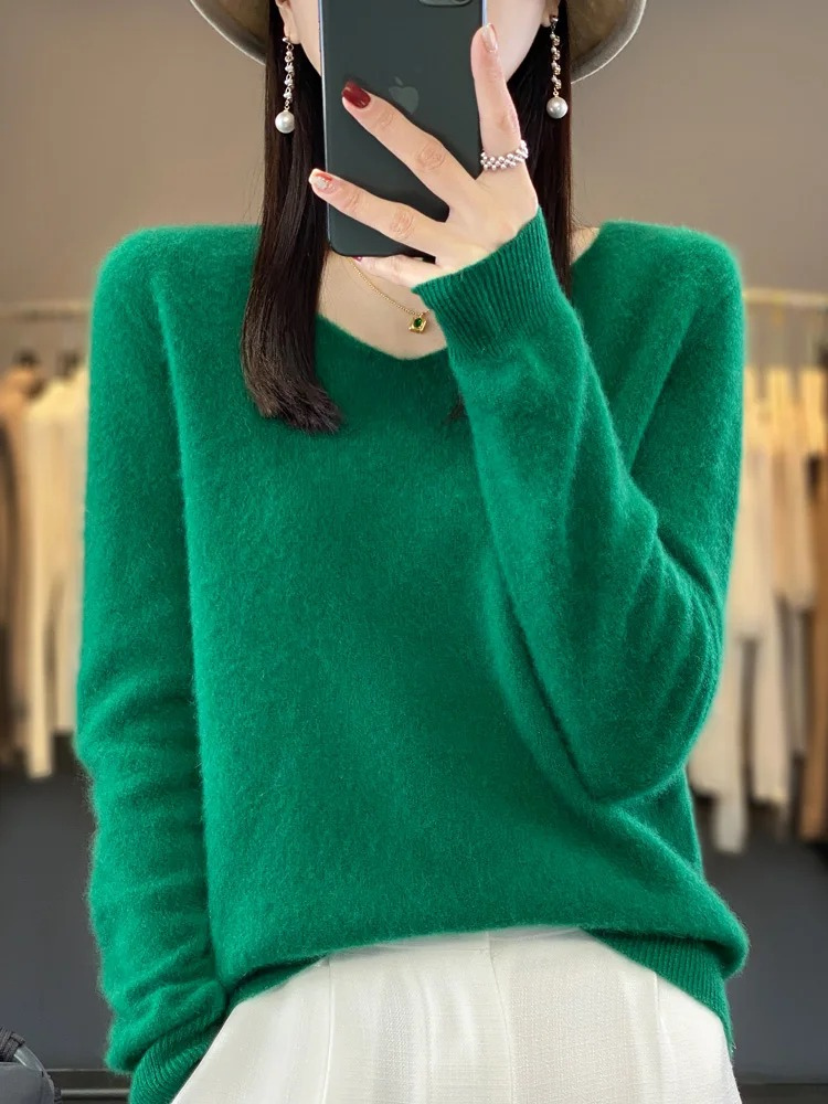 Fashion Glam | Cashmere Pullover Women Elegant V-neck, Soft & Comfortable