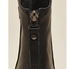 Women's Leather Ankle Boots with Back Zipper and Low Heel