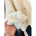 Women's knit hoodie with half zip