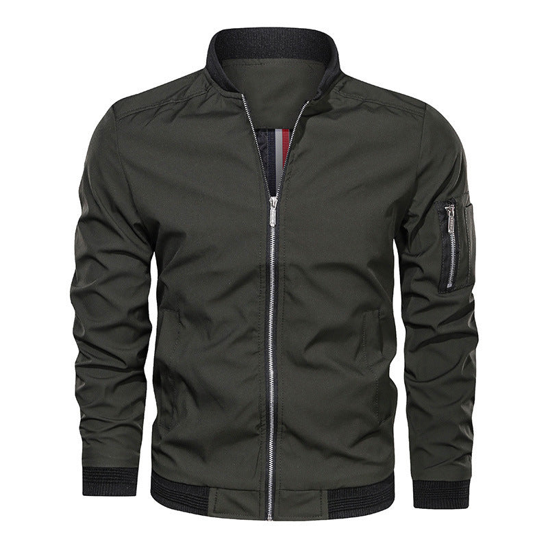 Men's Lightweight Bomber Jacket in Utility Look with Arm Pocket and Ribbed Cuffs Fashion Glam