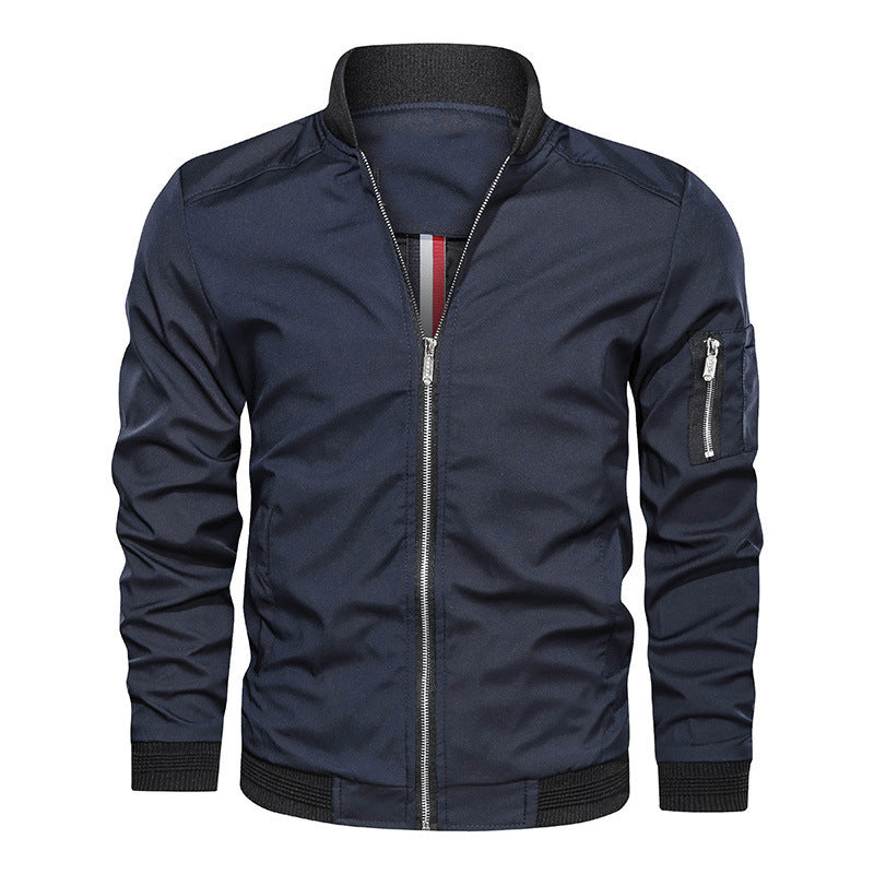 Men's Lightweight Bomber Jacket in Utility Look with Arm Pocket and Ribbed Cuffs Fashion Glam