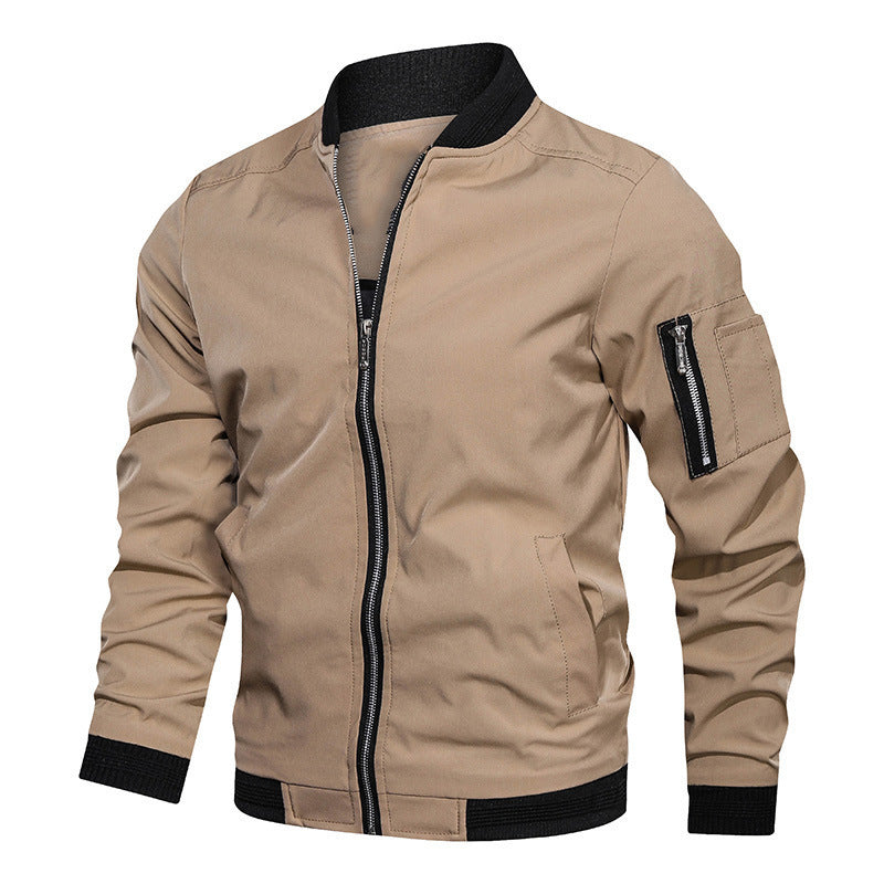 Men's Lightweight Bomber Jacket in Utility Look with Arm Pocket and Ribbed Cuffs Fashion Glam
