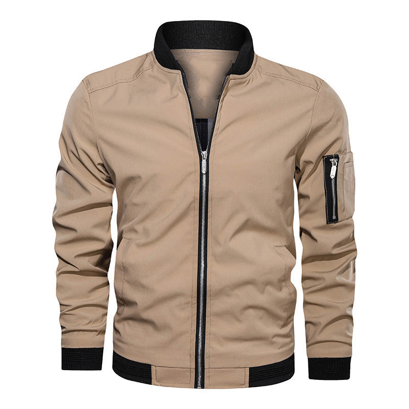 Men's Lightweight Bomber Jacket in Utility Look with Arm Pocket and Ribbed Cuffs Fashion Glam