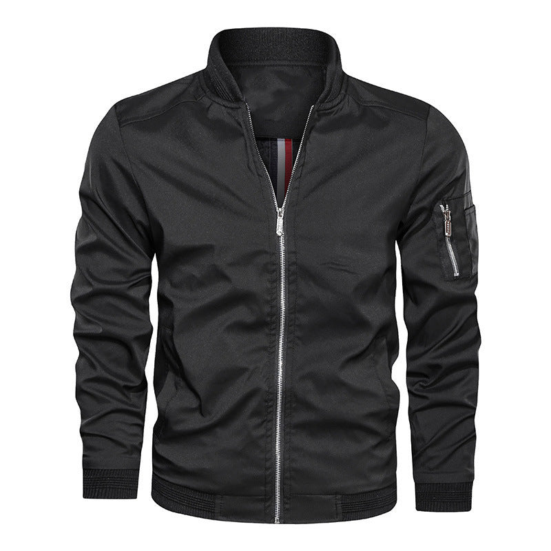 Men's Lightweight Bomber Jacket in Utility Look with Arm Pocket and Ribbed Cuffs Fashion Glam