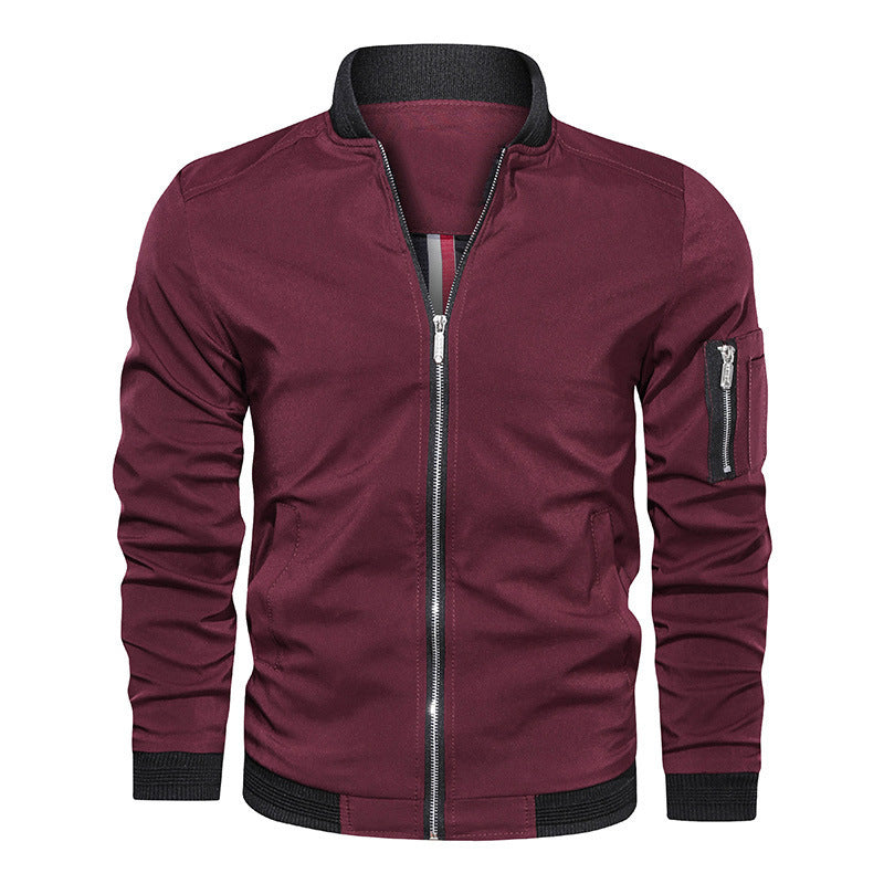 Men's Lightweight Bomber Jacket in Utility Look with Arm Pocket and Ribbed Cuffs Fashion Glam