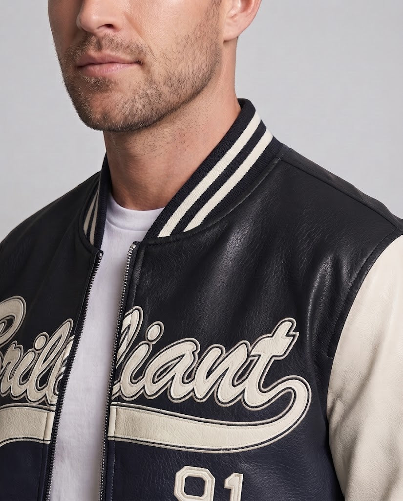 Men's Elegant Bomber Jacket with Embroidered Design Fashion Glam