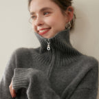 Women's cashmere pullover with zipper