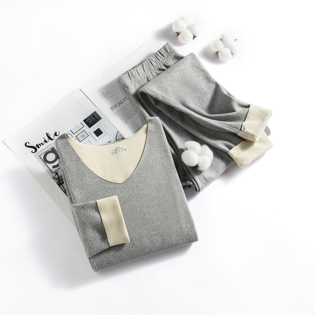 Elastic Thermal Underwear Set with V-Neck