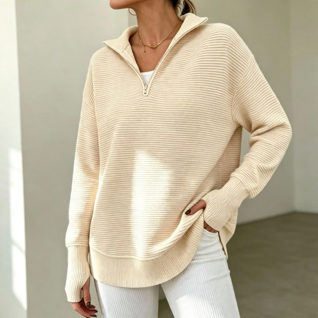 Women's Knit Sweater with Zipper