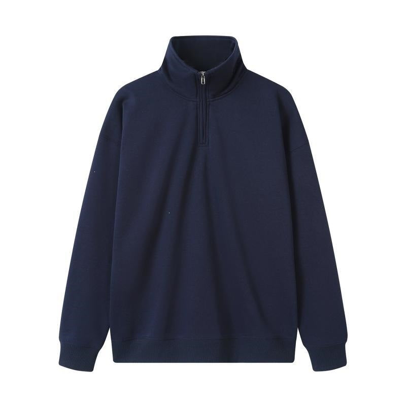 Heavy polo sweatshirt with half zipper, 350g