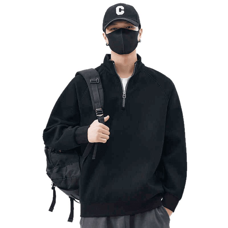 Men's sweatshirt with stand-up collar and lining