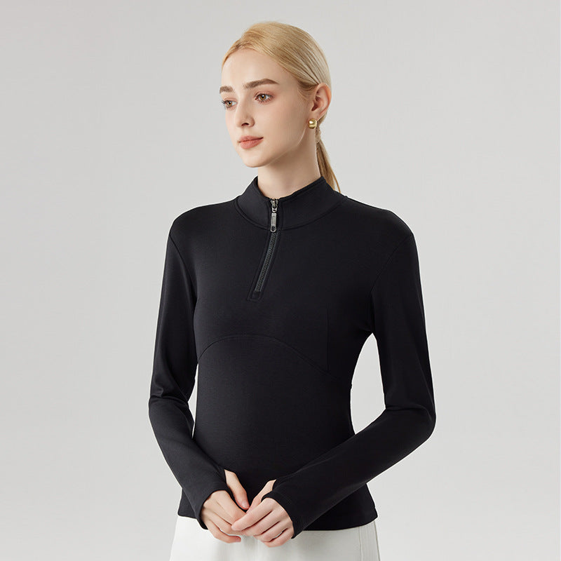Women's sweatshirt with half zipper