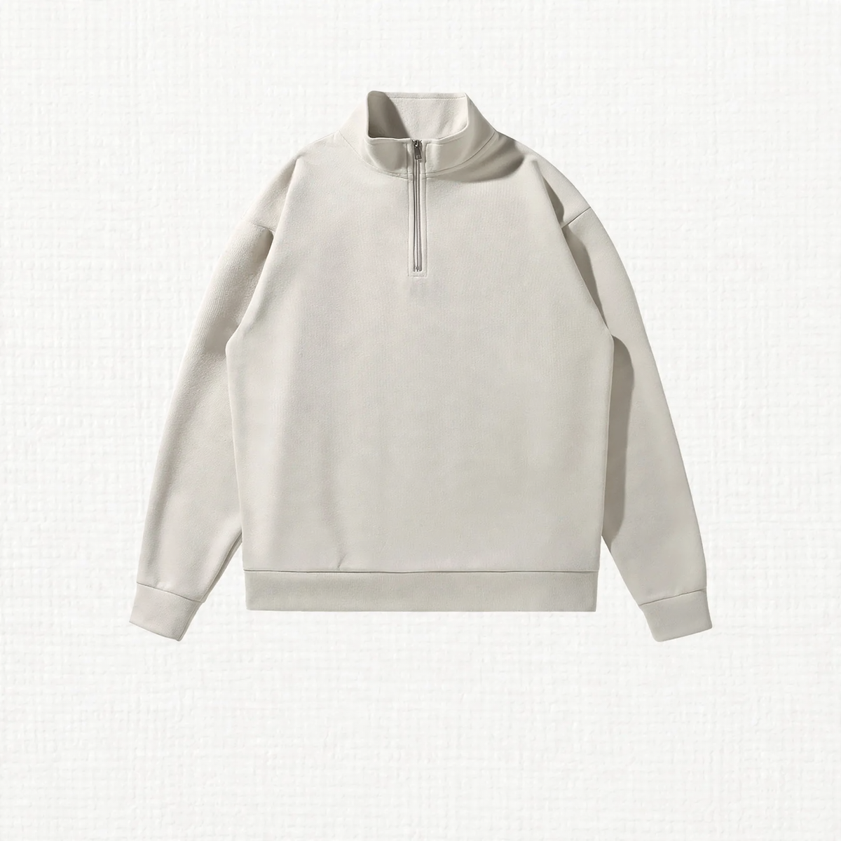Sweatshirt with high stand-up collar and half zip