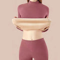 Thermal underwear set with stand-up collar, lined