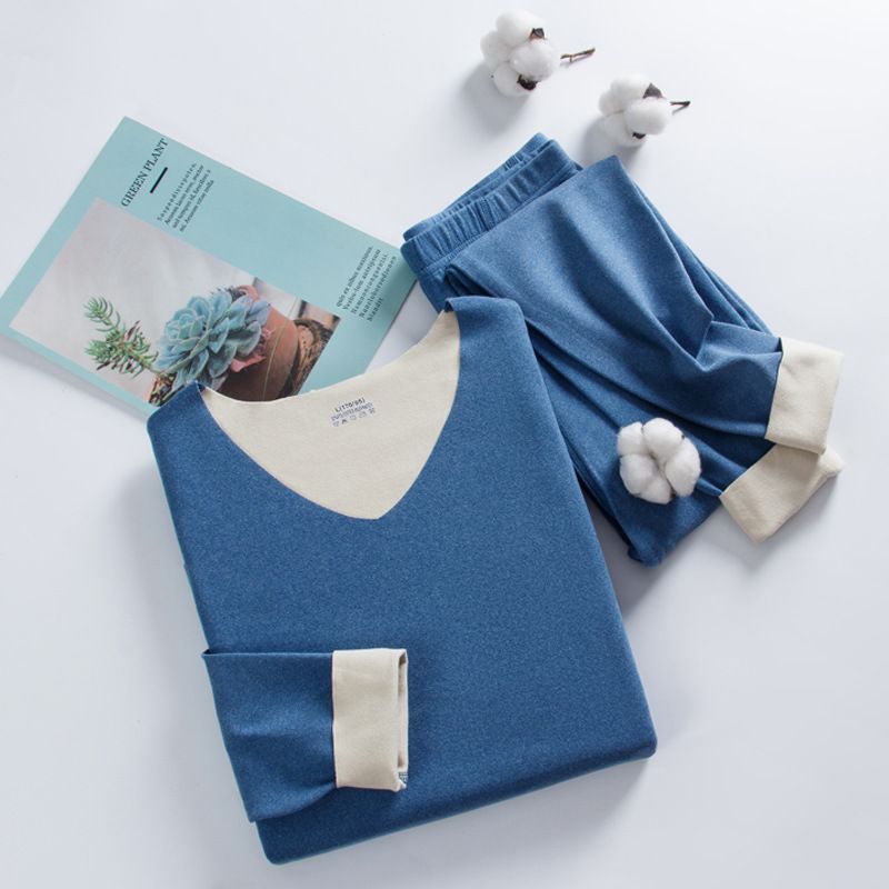 Pair Thermal Underwear Set, V-Neck, Lined