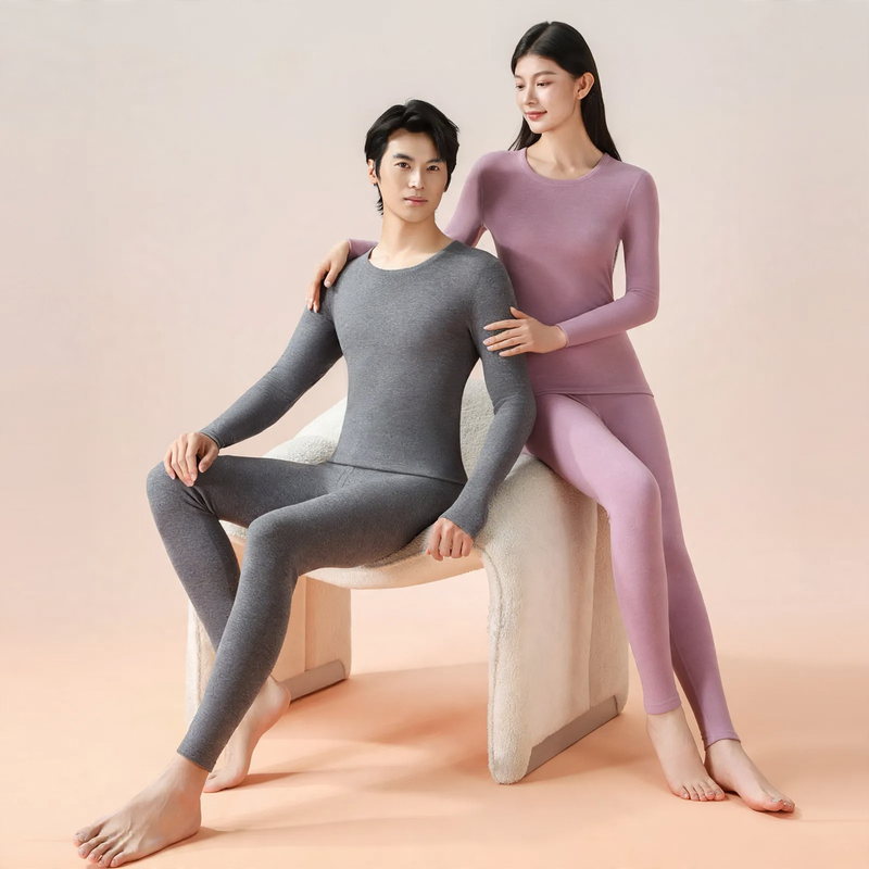 Thermal underwear set, cashmere-acetate mix, round neck