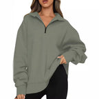 Women's sweatshirt with zipper and stand-up collar