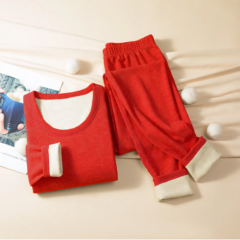 Padded thermal underwear set, round neck