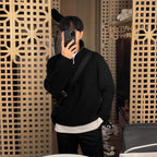 Men's Knit Sweater with Stand-Up Collar and Zipper