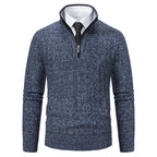 Men's knit pullover with zipper and lining