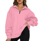 Women's sweatshirt with zipper and stand-up collar