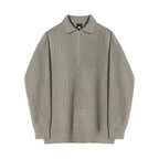 Men's knit sweater with polo collar and zipper