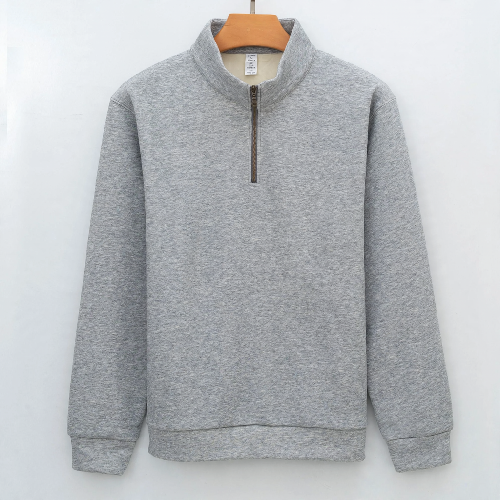Padded men's sweatshirt with half zipper