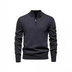 Slimmer knit sweater with stand-up collar and zipper