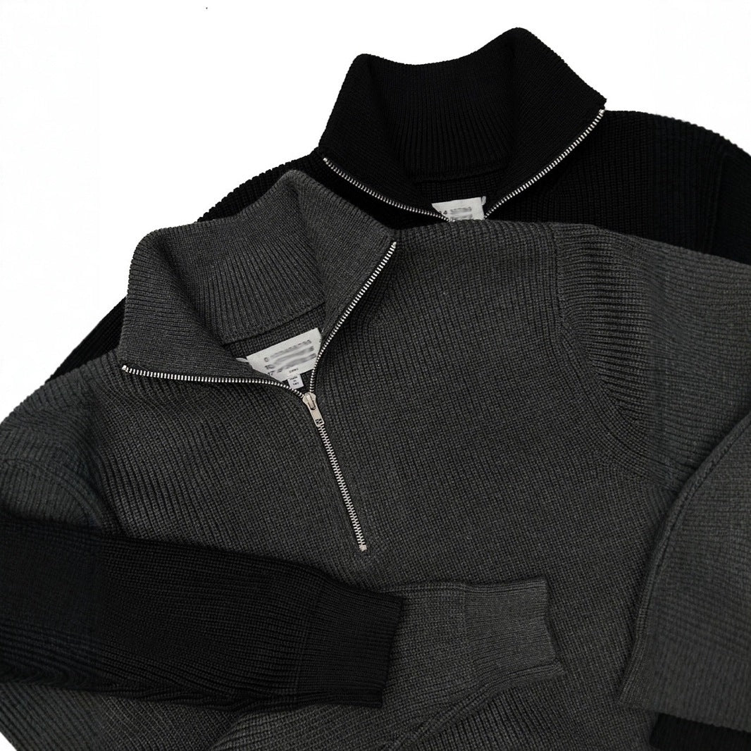 Unisex knitted sweater with zipper, cotton blend